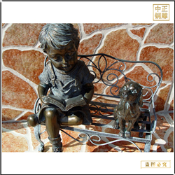 小女孩看書銅雕塑加工 小女孩看書銅雕塑加工