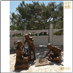 公園小孩下鄉(xiāng)棋玩耍銅雕塑 公園小孩下鄉(xiāng)棋玩耍銅雕塑