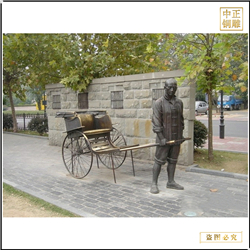 公園拉車人物雕塑鑄造 公園拉車人物雕塑鑄造