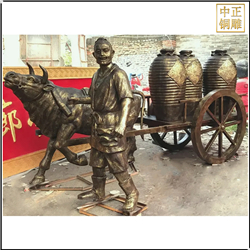 拉車(chē)賣(mài)酒人物銅雕塑 拉車(chē)賣(mài)酒人物銅雕塑