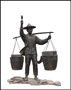 撥浪鼓貨郎銅雕塑 撥浪鼓貨郎銅雕塑