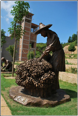 古代采茶人物銅雕塑 古代采茶人物銅雕塑